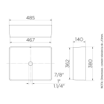 Cuba De Apoio Retangular Luxo 485x380x140mm White - Docol