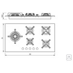 Cooktop a Gás Tramontina - Design Collection - Penta Glass Flat Black 5GG B 90